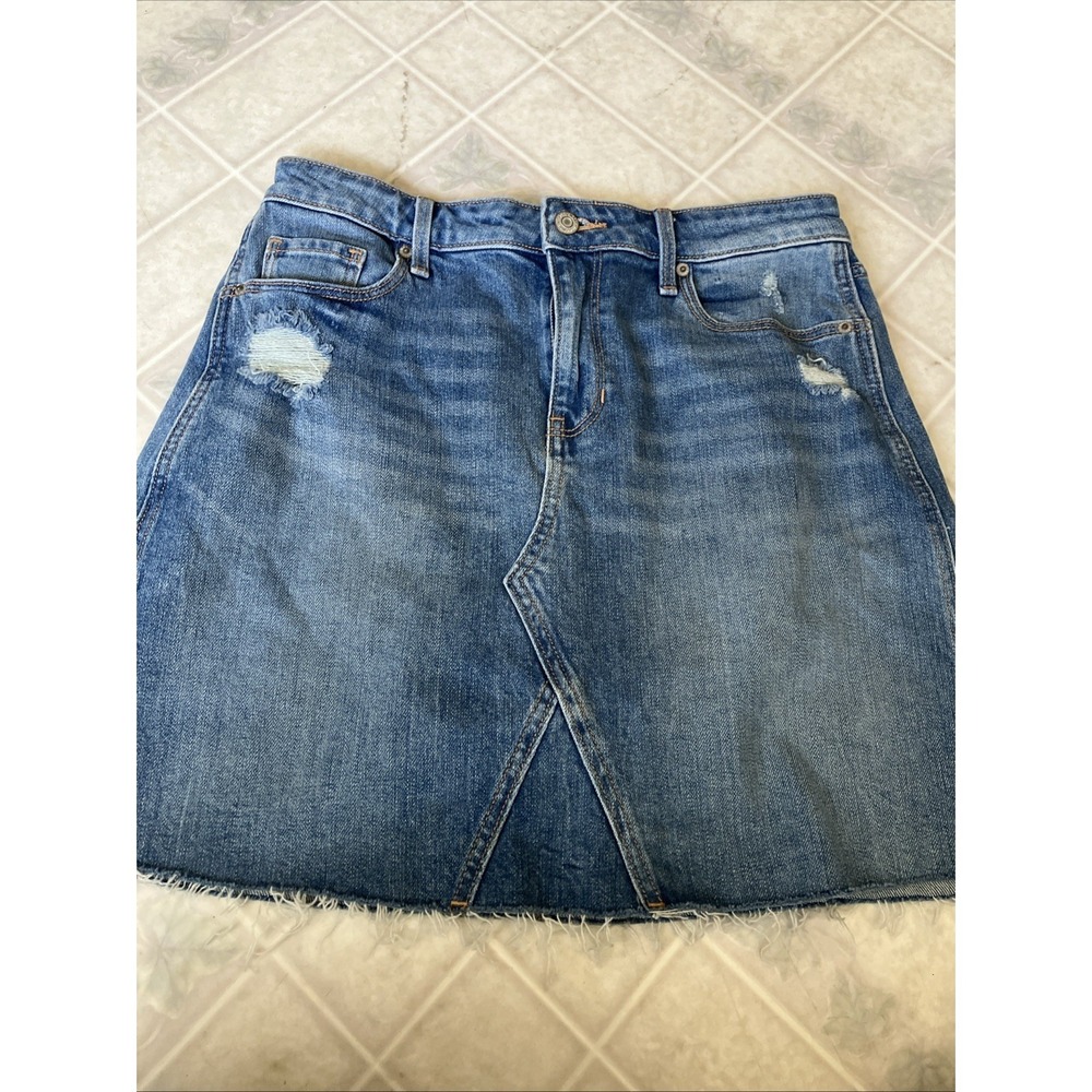 Old Navy Destroyed Frayed Hem Mini Skirt Frayed Size 8 Dark Galaxy Blue Boho